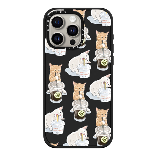 Watercatlor x CASETiFY iPhone 15 Pro Max ケース マットブラック インパクトケース MagSafe対応 coffee catto and cola cat