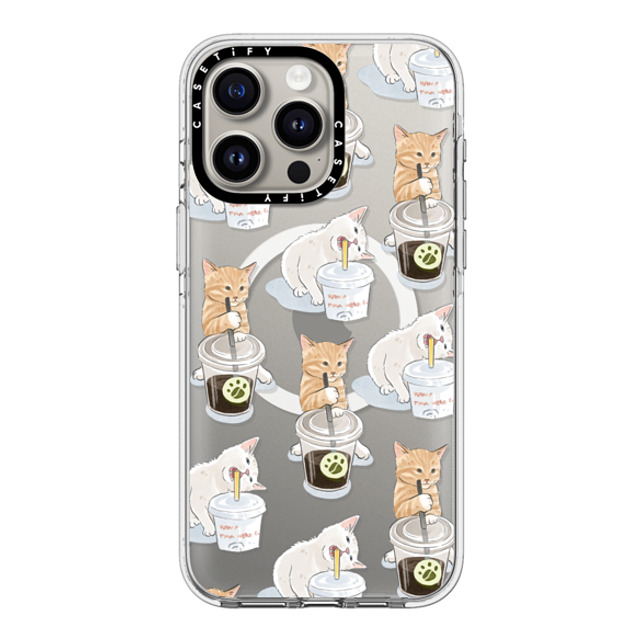 Watercatlor x CASETiFY iPhone 15 Pro Max ケース クリア クリア ケース MagSafe対応 coffee catto and cola cat