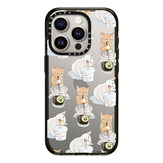 Watercatlor x CASETiFY iPhone 15 Pro ケース ブラック インパクトケース coffee catto and cola cat