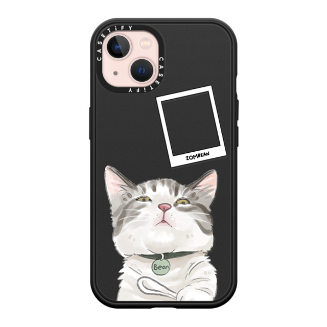 Watercatlor x CASETiFY iPhone 13 ケース マットブラック インパクトケース MagSafe対応 Zombean the Cat by Watercatlor