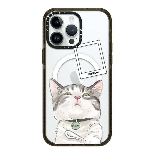 Watercatlor x CASETiFY iPhone 14 Pro Max ケース ブラック インパクトケース MagSafe対応 Zombean the Cat by Watercatlor