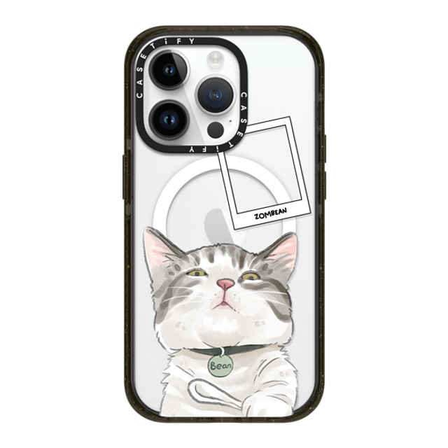 Watercatlor x CASETiFY iPhone 14 Pro ケース ブラック インパクトケース MagSafe対応 Zombean the Cat by Watercatlor