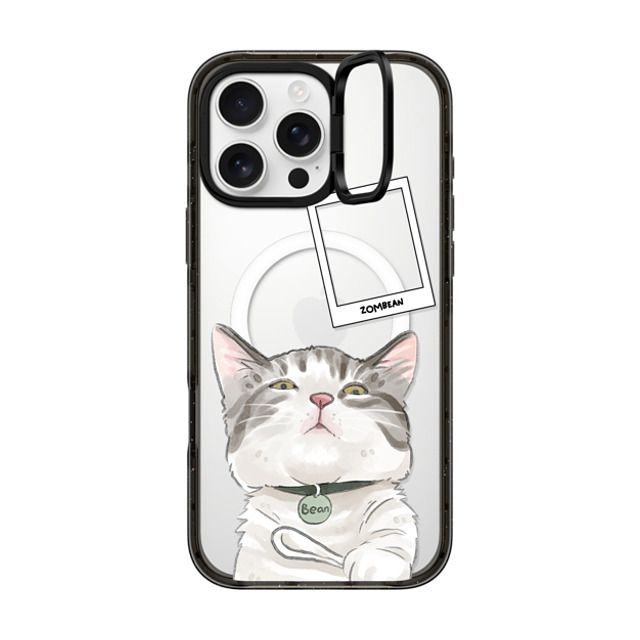 Watercatlor x CASETiFY iPhone 16 Pro Max ケース ブラック インパクトリングスタンドケース MagSafe対応 Zombean the Cat by Watercatlor