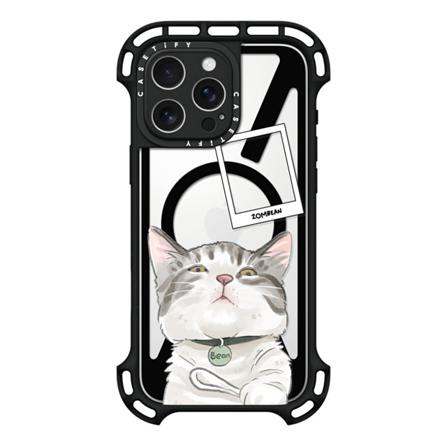 Watercatlor x CASETiFY iPhone 16 Pro Max ケース ブラック ウルトラ バウンスケース MagSafe対応 Zombean the Cat by Watercatlor