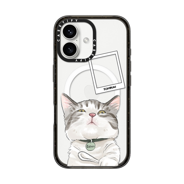 Watercatlor x CASETiFY iPhone 16 ケース ブラック インパクトケース MagSafe対応 Zombean the Cat by Watercatlor