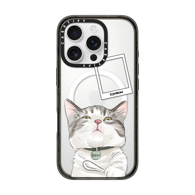 Watercatlor x CASETiFY iPhone 16 Pro ケース ブラック インパクトケース MagSafe対応 Zombean the Cat by Watercatlor