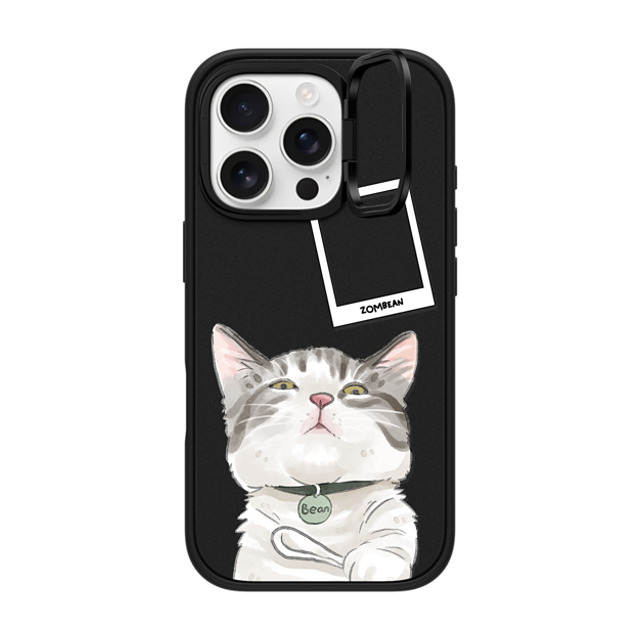 Watercatlor x CASETiFY iPhone 16 Pro ケース マットブラック インパクトリングスタンドケース MagSafe対応 Zombean the Cat by Watercatlor