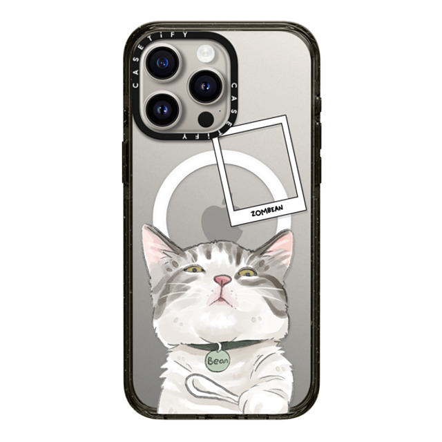 Watercatlor x CASETiFY iPhone 15 Pro Max ケース ブラック インパクトケース MagSafe対応 Zombean the Cat by Watercatlor