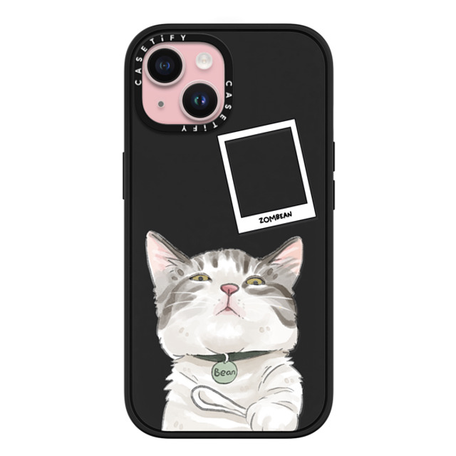 Watercatlor x CASETiFY iPhone 15 ケース マットブラック インパクトケース MagSafe対応 Zombean the Cat by Watercatlor