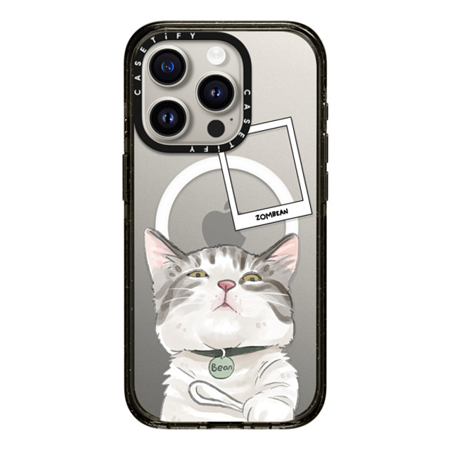 Watercatlor x CASETiFY iPhone 15 Pro ケース ブラック インパクトケース MagSafe対応 Zombean the Cat by Watercatlor