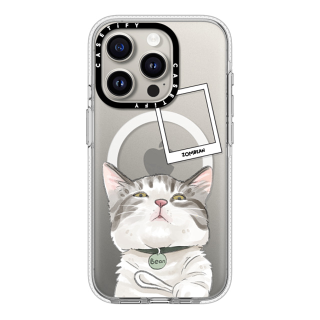 Watercatlor x CASETiFY iPhone 15 Pro ケース クリア クリア ケース MagSafe対応 Zombean the Cat by Watercatlor