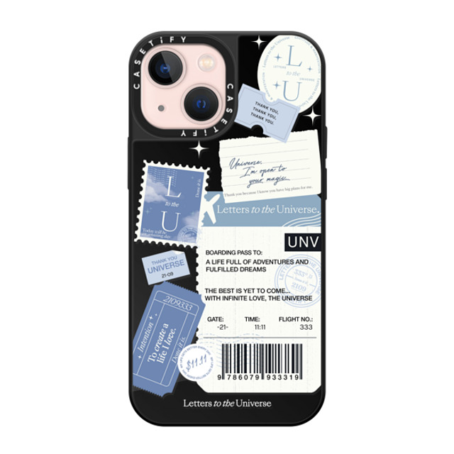 CASETiFY iPhone 13 Mini �P�[�X Black on Black �~���[�P�[�X MagSafe�Ή� Boarding Pass - Universe I'm Open to your Magic cartas al universo