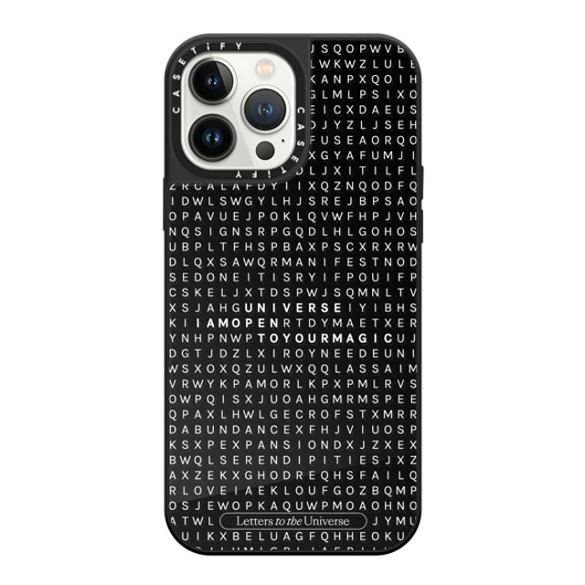 CASETiFY iPhone 13 Pro Max ケース Black on Black ミラーケース MagSafe対応 Letter Soup - Universe I'm Open to Your Magic evelyn cornejo stephanie rodriguez