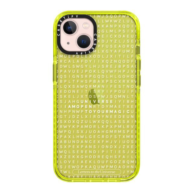 CASETiFY iPhone 13 ケース ネオン イエロー インパクトケース Letter Soup - Universe I'm Open to Your Magic evelyn cornejo stephanie rodriguez