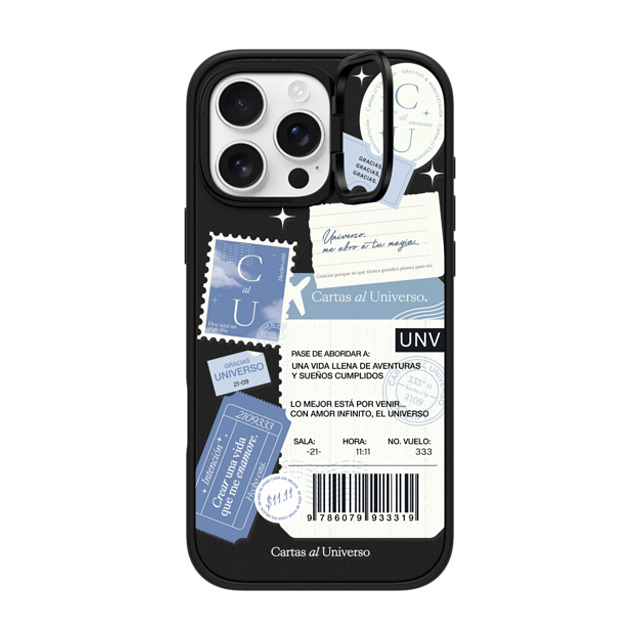 CASETiFY iPhone 16 Pro Max ケース マットブラック インパクトリングスタンドケース MagSafe対応 Pase de Abordar - Universo me Abro a tu Magia evelyn cornejo stephanie rodriguez