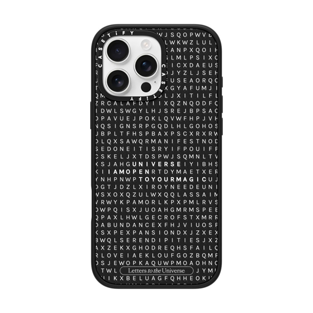 CASETiFY iPhone 16 Pro Max ケース マットブラック インパクトケース Letter Soup - Universe I'm Open to Your Magic evelyn cornejo stephanie rodriguez