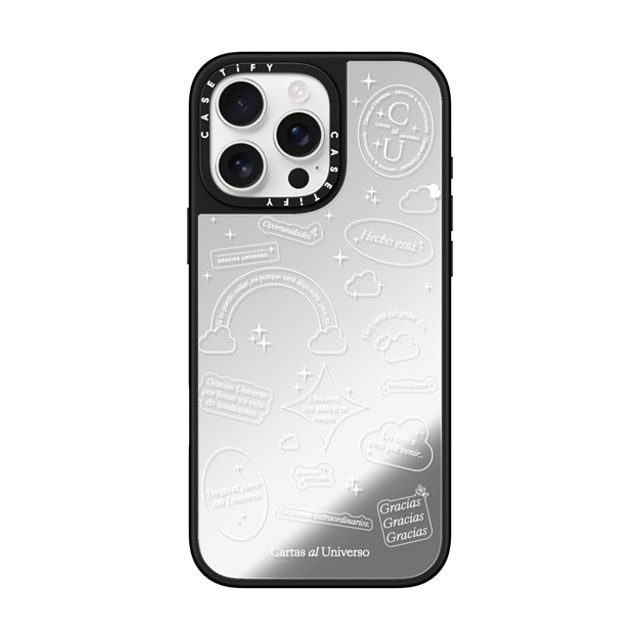 CASETiFY iPhone 16 Pro Max ケース Silver on Black ミラーケース MagSafe対応 Stickers - Universo me Abro a tu Magia evelyn cornejo stephanie rodriguez