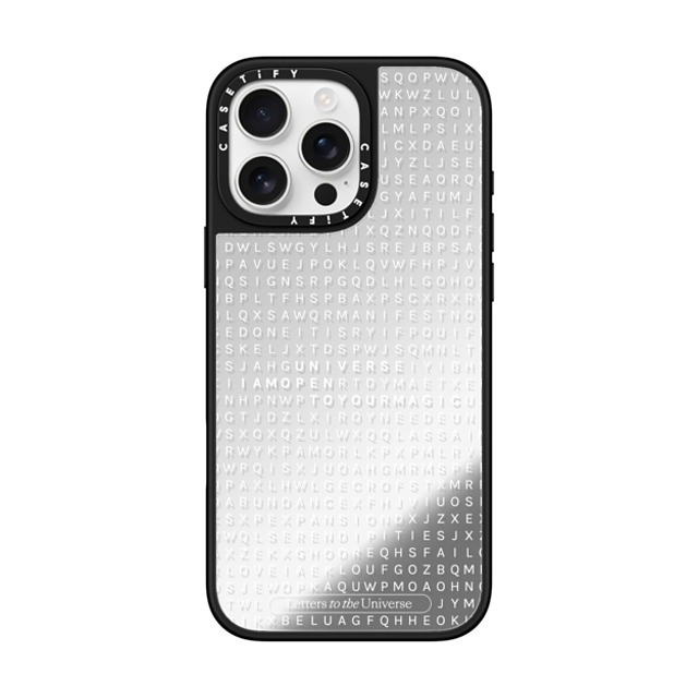 CASETiFY iPhone 16 Pro Max ケース Silver on Black ミラーケース MagSafe対応 Letter Soup - Universe I'm Open to Your Magic evelyn cornejo stephanie rodriguez