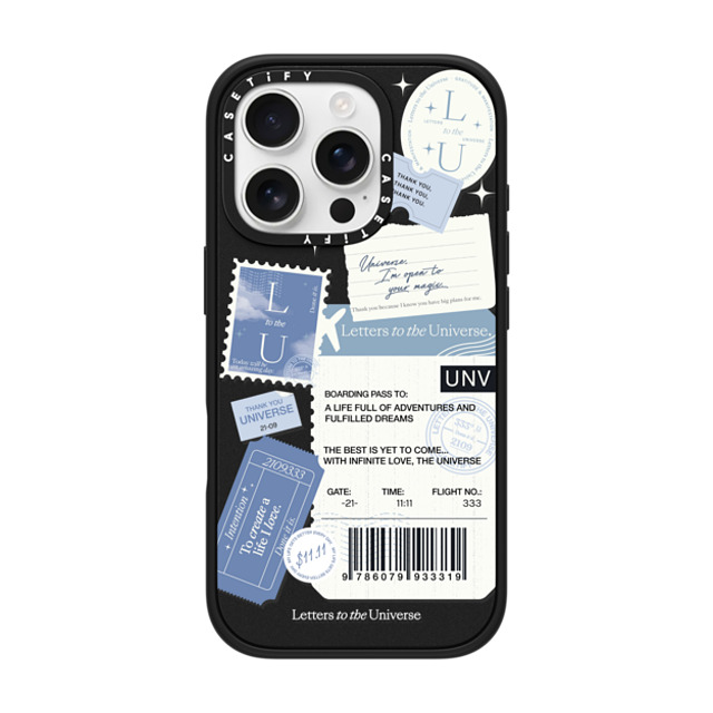 CASETiFY iPhone 16 Pro ケース マットブラック インパクトケース MagSafe対応 Boarding Pass - Universe I'm Open to your Magic evelyn cornejo stephanie rodriguez