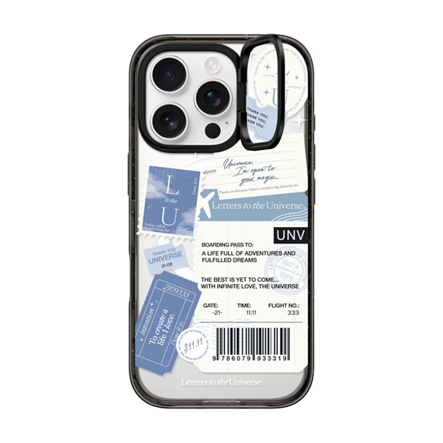 CASETiFY iPhone 16 Pro ケース ブラック インパクトリングスタンドケース MagSafe対応 Boarding Pass - Universe I'm Open to your Magic evelyn cornejo stephanie rodriguez