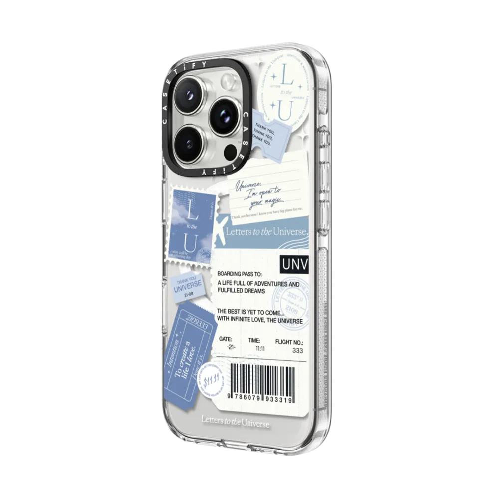 Clear iPhone 16 Pro Case MagSafe Compatible - Boarding Pass - Universe I'm Open to your Magic