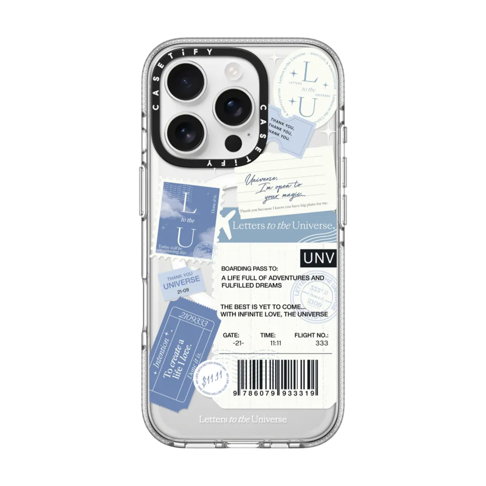 Clear iPhone 16 Pro Case MagSafe Compatible - Boarding Pass - Universe I'm Open to your Magic