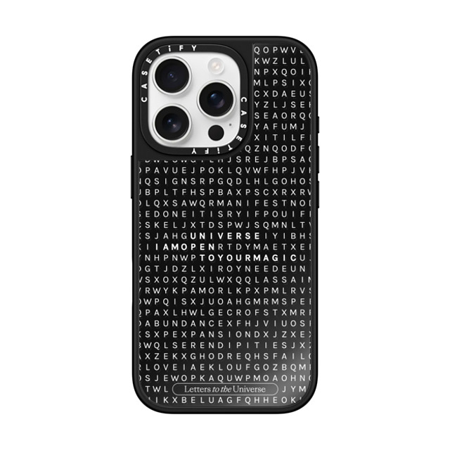 CASETiFY iPhone 16 Pro ケース Black on Black ミラーケース MagSafe対応 Letter Soup - Universe I'm Open to Your Magic evelyn cornejo stephanie rodriguez