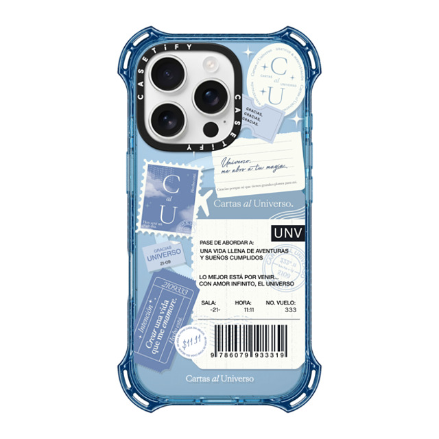 CASETiFY iPhone 16 Pro ケース ベイビーブルー バウンスケース Pase de Abordar - Universo me Abro a tu Magia evelyn cornejo stephanie rodriguez