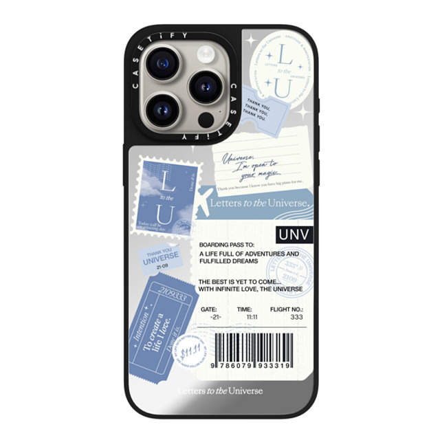 CASETiFY iPhone 15 Pro Max ケース Silver on Black ミラーケース MagSafe対応 Boarding Pass - Universe I'm Open to your Magic evelyn cornejo stephanie rodriguez