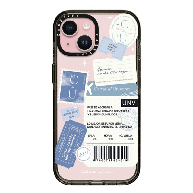 CASETiFY iPhone 15 ケース ブラック インパクトケース Pase de Abordar - Universo me Abro a tu Magia evelyn cornejo stephanie rodriguez