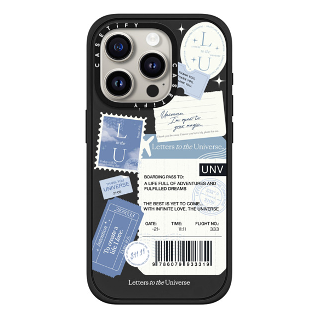 CASETiFY iPhone 15 Pro ケース マットブラック インパクトケース MagSafe対応 Boarding Pass - Universe I'm Open to your Magic evelyn cornejo stephanie rodriguez