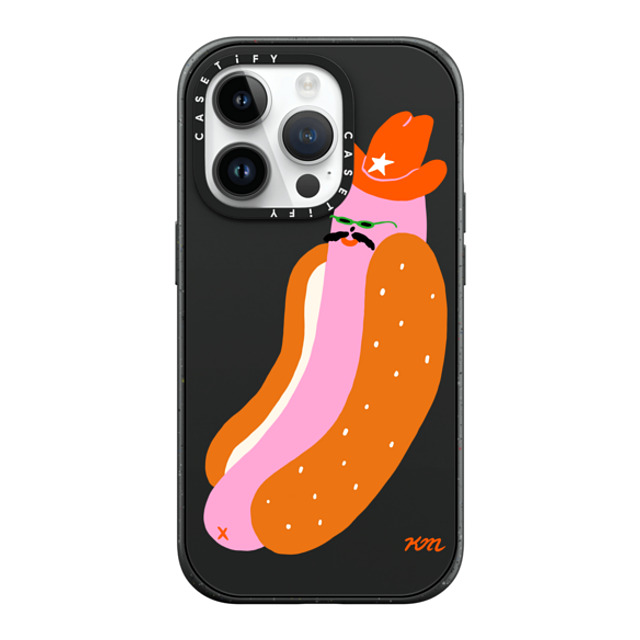 Kristina Micotti x CASETiFY iPhone 14 Pro ケース マットブラック インパクトケース MagSafe対応 Yeehaw Hotdog by Kristina Micotti