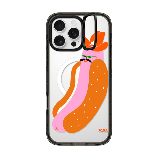 Kristina Micotti x CASETiFY iPhone 16 Pro Max ケース ブラック インパクトリングスタンドケース MagSafe対応 Yeehaw Hotdog by Kristina Micotti