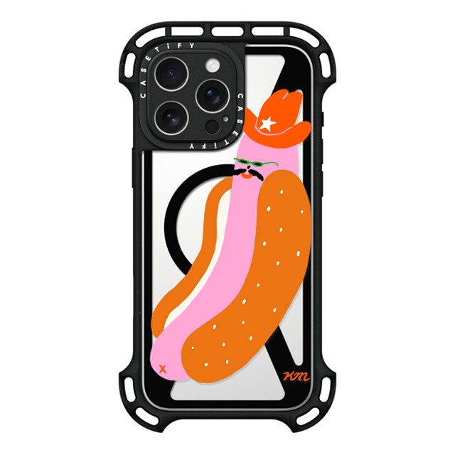 Kristina Micotti x CASETiFY iPhone 16 Pro Max ケース ブラック ウルトラ バウンスケース MagSafe対応 Yeehaw Hotdog by Kristina Micotti