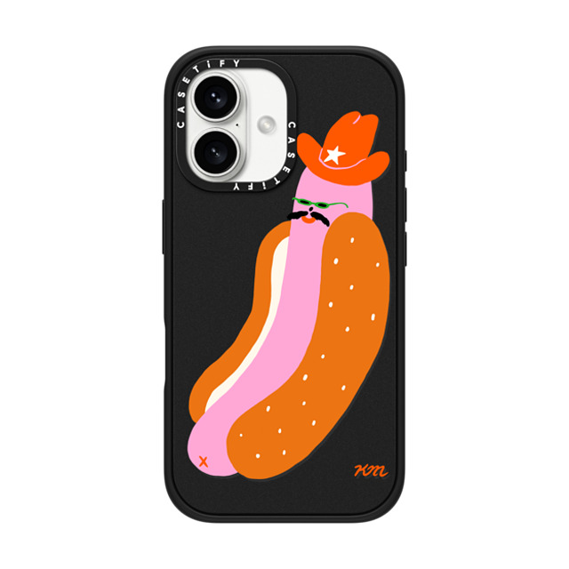 Kristina Micotti x CASETiFY iPhone 16 ケース マットブラック インパクトケース MagSafe対応 Yeehaw Hotdog by Kristina Micotti