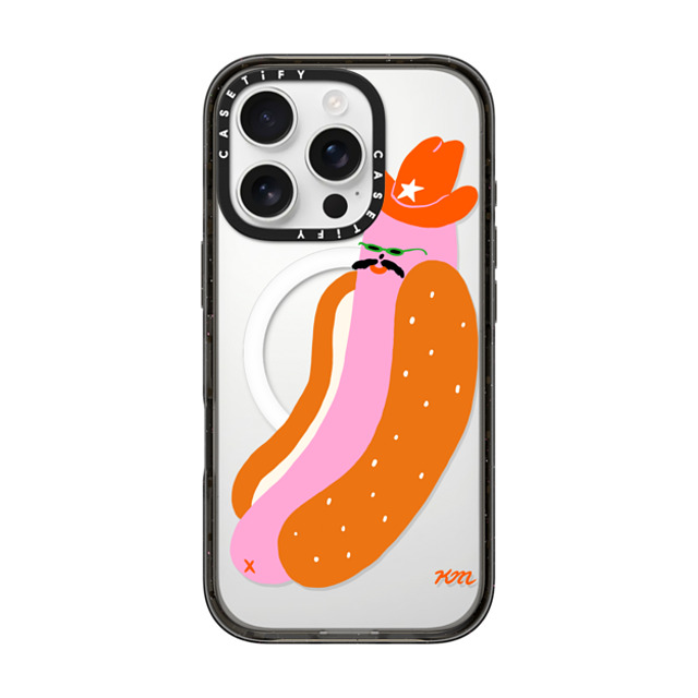 Kristina Micotti x CASETiFY iPhone 16 Pro ケース ブラック インパクトケース MagSafe対応 Yeehaw Hotdog by Kristina Micotti