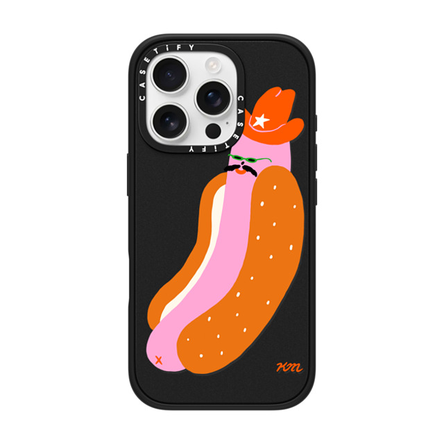 Kristina Micotti x CASETiFY iPhone 16 Pro ケース マットブラック インパクトケース MagSafe対応 Yeehaw Hotdog by Kristina Micotti
