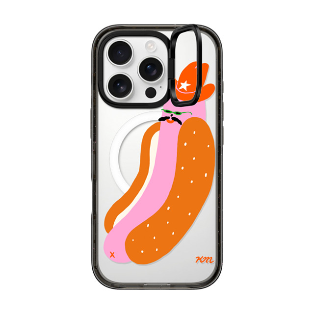 Kristina Micotti x CASETiFY iPhone 16 Pro ケース ブラック インパクトリングスタンドケース MagSafe対応 Yeehaw Hotdog by Kristina Micotti