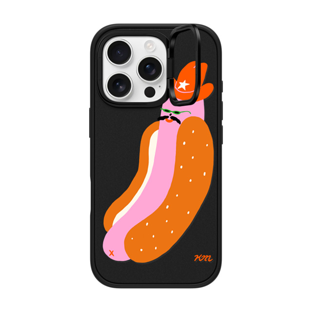 Kristina Micotti x CASETiFY iPhone 16 Pro ケース マットブラック インパクトリングスタンドケース MagSafe対応 Yeehaw Hotdog by Kristina Micotti