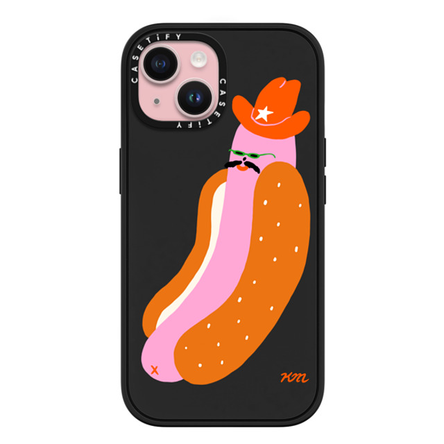 Kristina Micotti x CASETiFY iPhone 15 ケース マットブラック インパクトケース MagSafe対応 Yeehaw Hotdog by Kristina Micotti