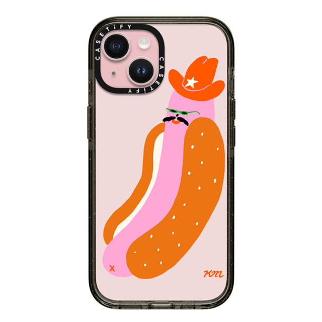 Kristina Micotti x CASETiFY iPhone 15 ケース ブラック インパクトケース Yeehaw Hotdog by Kristina Micotti