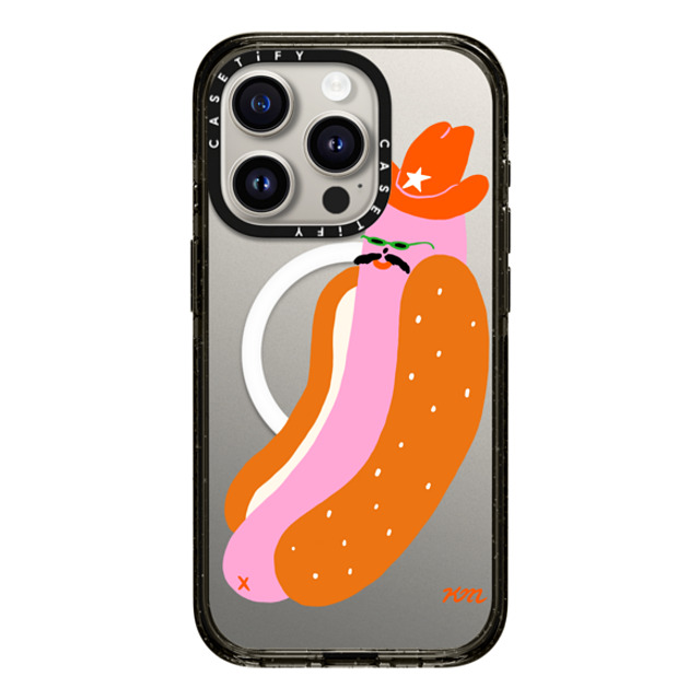 Kristina Micotti x CASETiFY iPhone 15 Pro ケース ブラック インパクトケース MagSafe対応 Yeehaw Hotdog by Kristina Micotti