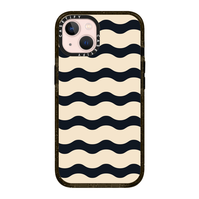 The House That Lars Built x CASETiFY iPhone 13 ケース ブラック インパクトケース MagSafe対応 Black And White Wavy Stripe