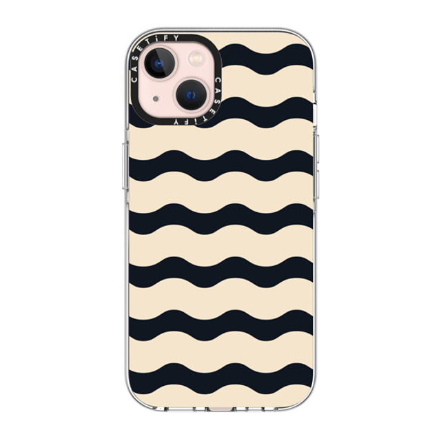 The House That Lars Built x CASETiFY iPhone 13 ケース クリア クリア ケース MagSafe対応 Black And White Wavy Stripe