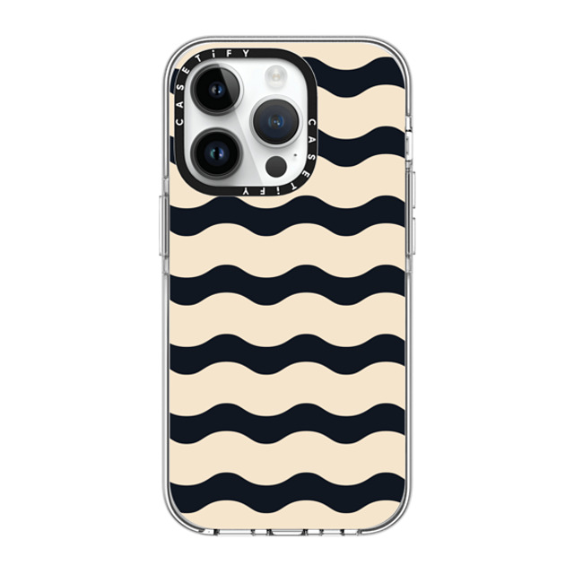 The House That Lars Built x CASETiFY iPhone 14 Pro ケース クリア クリア ケース MagSafe対応 Black And White Wavy Stripe