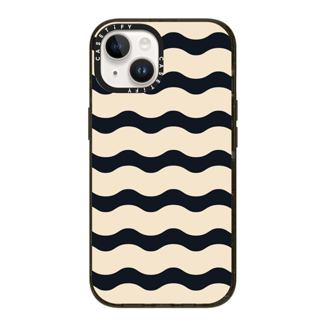 The House That Lars Built x CASETiFY iPhone 14 ケース ブラック インパクトケース Black And White Wavy Stripe