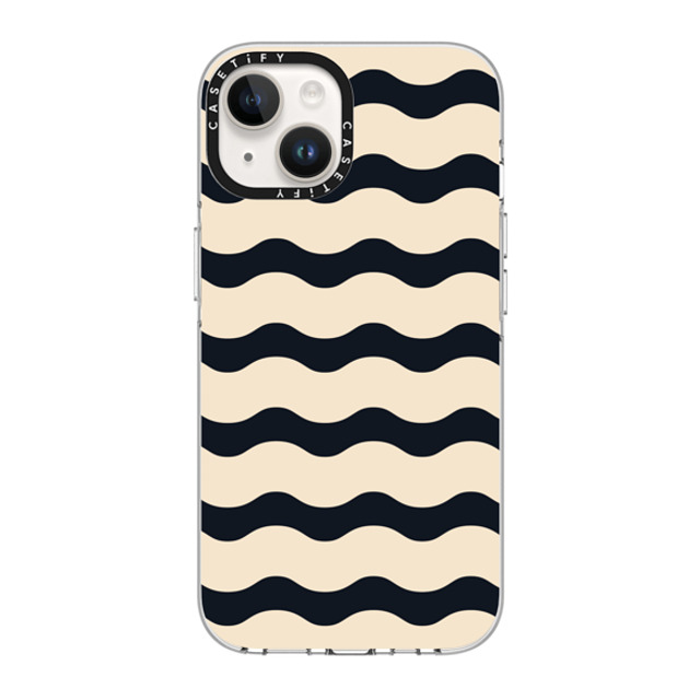 The House That Lars Built x CASETiFY iPhone 14 ケース クリア クリア ケース MagSafe対応 Black And White Wavy Stripe