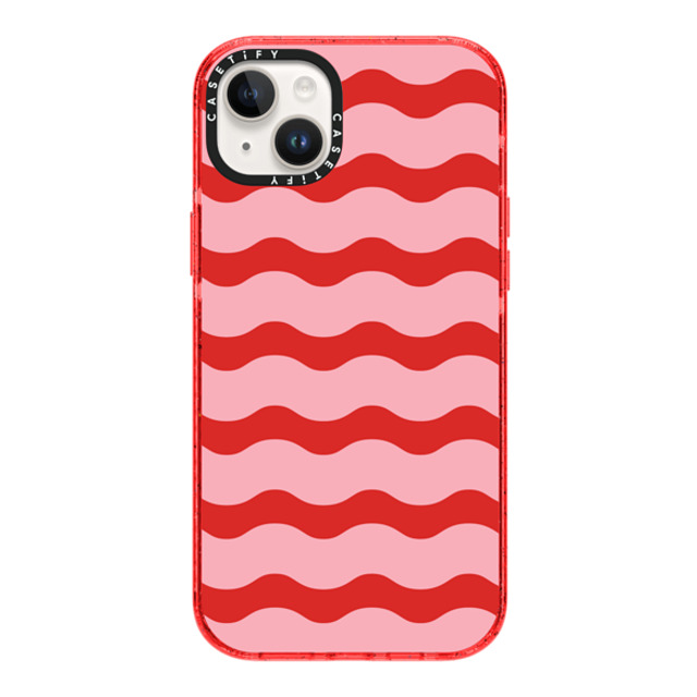 The House That Lars Built x CASETiFY iPhone 14 Plus Case レッド Impact Case Red And Pink Wavy Stripe The House That Lars Built x CASETiFY iPhone 14 Plus Case レッド Impact Case Red And Pink Wavy Stripe