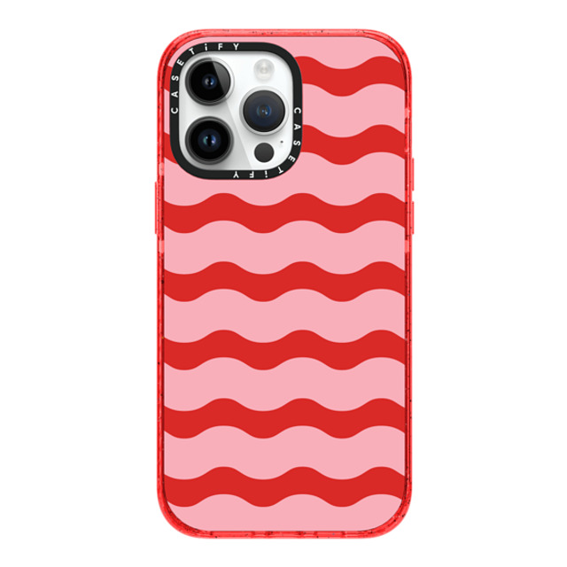 The House That Lars Built x CASETiFY iPhone 14 Pro Max Case レッド Impact Case Red And Pink Wavy Stripe The House That Lars Built x CASETiFY iPhone 14 Pro Max Case レッド Impact Case Red And Pink Wavy Stripe