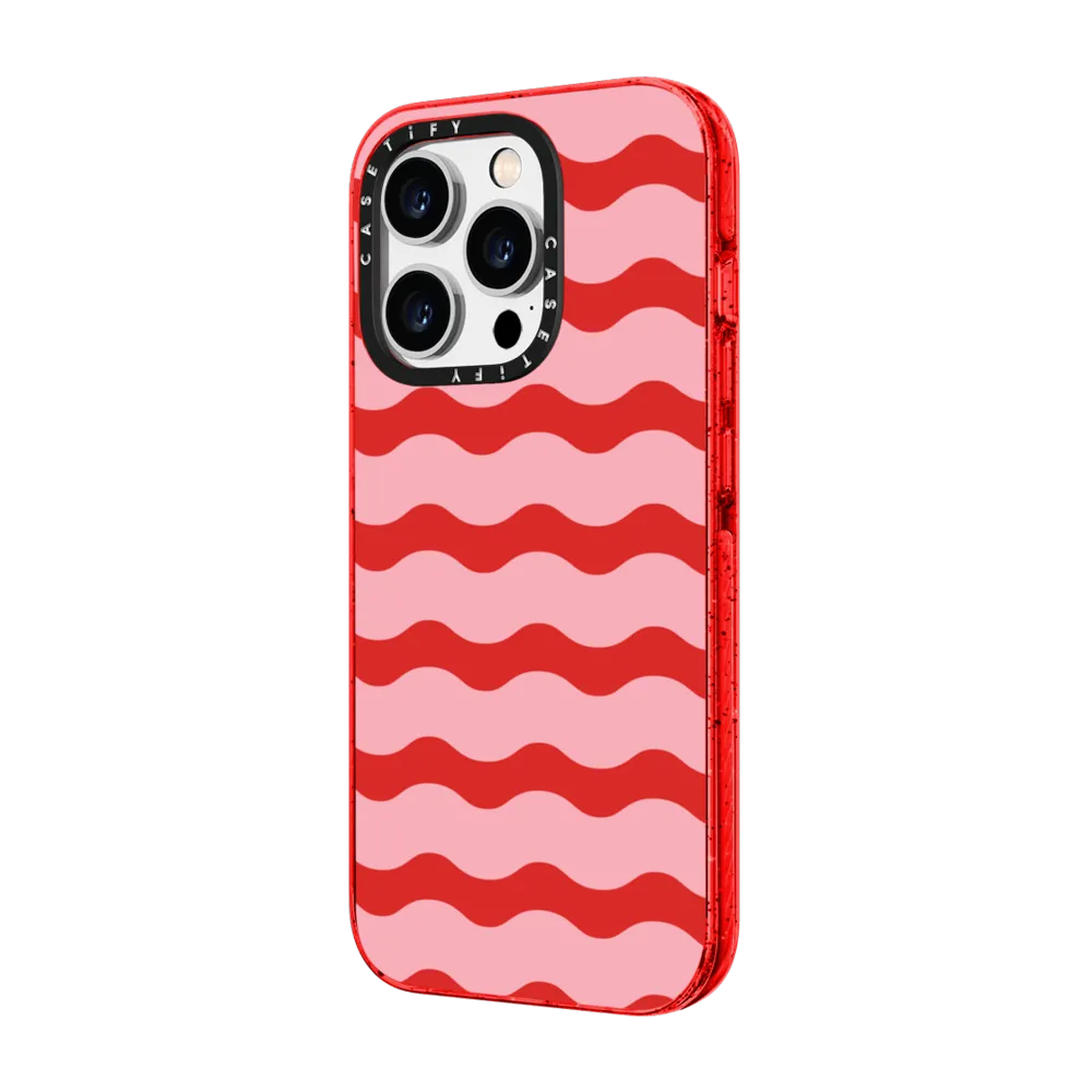 Impact iPhone 14 Pro Max Case - Red And Pink Wavy Stripe